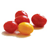 Four red and one yellow grape tomato