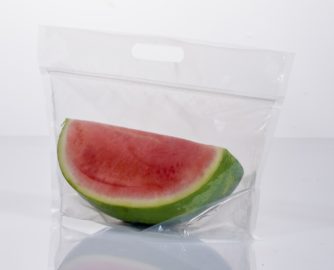 Quarter watermelon in a clear Maglio Ready Ripe watermelon bag