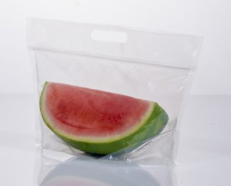 Quarter watermelon in a clear Maglio Ready Ripe watermelon bag