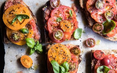 Heirloom Tomato, Basil, and Manchego toast